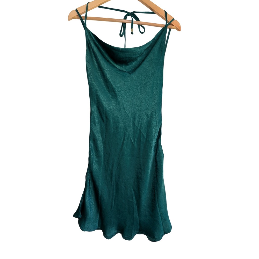 Here‎ Comes The Sun Taking Pictures Of You Dress Forest Green Satin Cowl Mini M